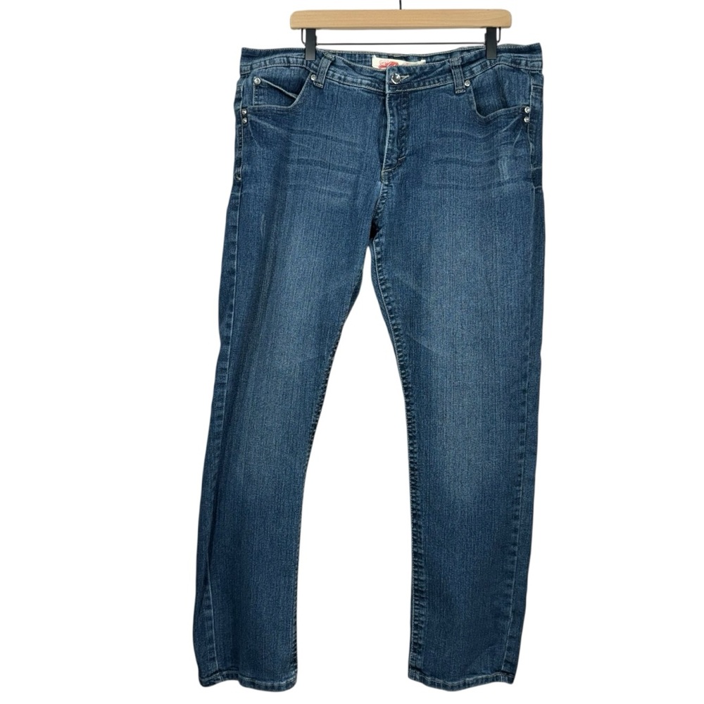 Elite Jeans Medium Wash Straight Leg Rhinestone Embellishments Size 17-18 Junior